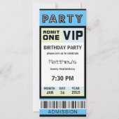 Ticket 21st Birthday Party Invitations Blue Kaart (Voorkant)