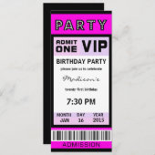 Ticket 21st Birthday Party Invitations Kaart (Voorkant / Achterkant)