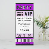 Ticket 21st Birthday Party Invitations Paars Kaart (Staand voorkant)