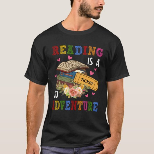 Ticket Adventure Library leraar student B lezen T-shirt (Voorkant)