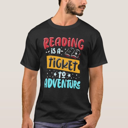 Ticket Adventure Library leraar student B lezen T-shirt (Voorkant)