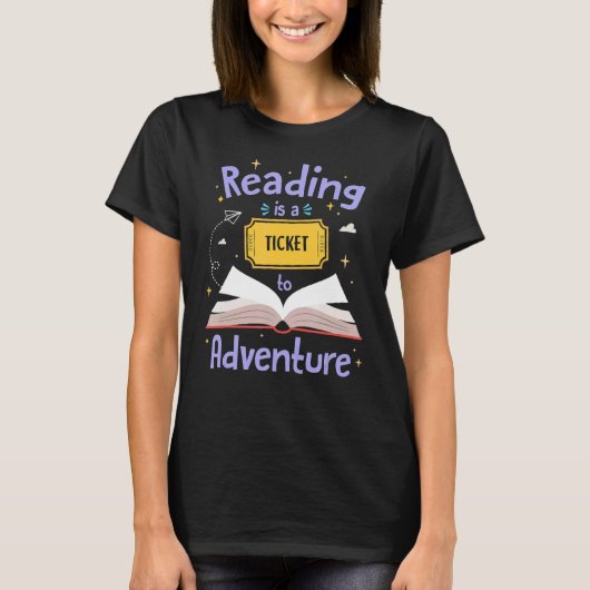 Ticket Adventure Library leraar student B lezen T-shirt (Voorkant)