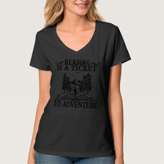 Ticket Adventure Library leraar student B lezen T-shirt (Voorkant)