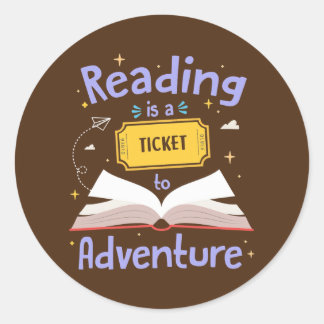 Ticket Adventure Library leraar Student lezen Ronde Sticker