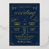  Ticket Antiek Calligrafie Weddenschap Gold Fo Folie Uitnodiging (Voorkant)