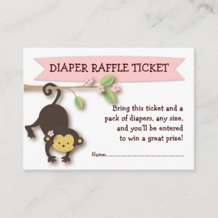 Ticket Baby shower uit één toets, luier, pluis Informatiekaartje