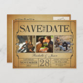  Ticket Bewaar de datum -- 3 afbeeldingen Aankondigingskaart (Voorkant / Achterkant)