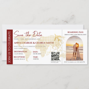 Ticket Bewaar de datum met Foto bruiloft Kaart