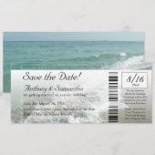 Ticket Bewaardatum, Bruiloft op het strand Bestemm Save The Date (Voorkant / Achterkant)