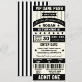 Ticket Birthday Party van het zwarte en witte spor Kaart (Voorkant / Achterkant)