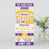 Ticket Birthday, team voor Paarse en goudsport Kaart (Staand voorkant)