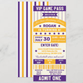 Ticket Birthday, team voor Paarse en goudsport Kaart (Voorkant / Achterkant)