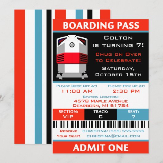 Ticket Birthday-treinreis Kaart (Voorkant / Achterkant)