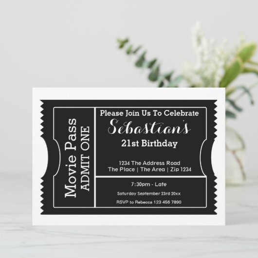 Ticket Black and White van feestdag Kaart (Staand voorkant)