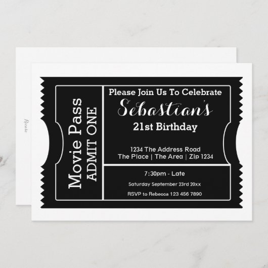 Ticket Black and White van feestdag Kaart (Voorkant / Achterkant)