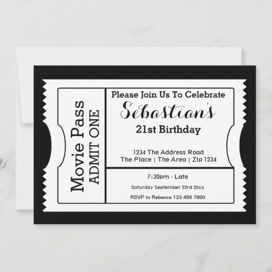 Ticket Black en White voor nieuwigheidspartij Kaart (Voorkant)