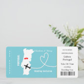 Ticket Boarding Pass Portugal Wedding Destination Kaart (Staand voorkant)