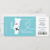 Ticket Boarding Pass Portugal Wedding Destination Kaart (Voorkant)