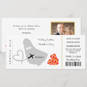 Ticket Boarding Pass Trouwbestemming Barbados Kaart