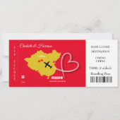 Ticket Boarding Pass Trouwbestemming China Kaart (Voorkant)
