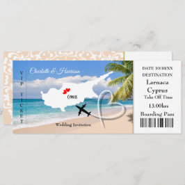 Ticket Boarding Pass Trouwbestemming Cyprus Kaart