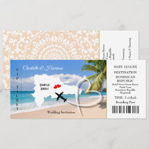 Ticket Boarding Pass Trouwbestemming Dominicaanse  Kaart