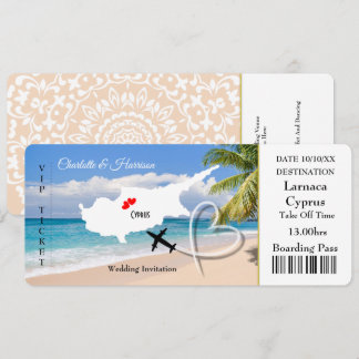 Ticket Boarding Pass Trouwbestemming in Cyprus Kaart