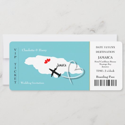 Ticket Boarding Pass Trouwbestemming Jamaica I Kaart (Voorkant)