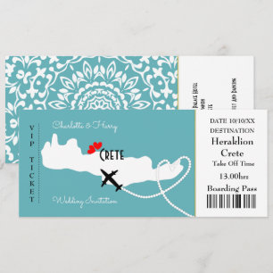 Ticket Boarding Pass Trouwbestemming Kreta Kaart