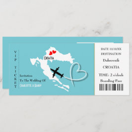 Ticket Boarding Pass Trouwbestemming Kroatië Kaart