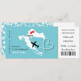 Ticket Boarding Pass Trouwbestemming Kroatië Kaart