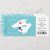 Ticket Boarding Pass Trouwbestemming Mallorca Kaart (Voorkant / Achterkant)