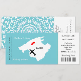 Ticket Boarding Pass Trouwbestemming Mallorca Kaart