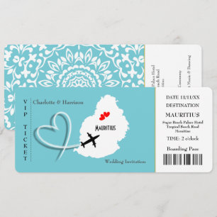 Ticket Boarding Pass Trouwbestemming Mauritius Kaart