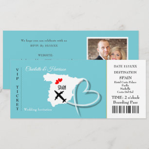 Ticket Boarding Pass Trouwbestemming Spanje Kaart