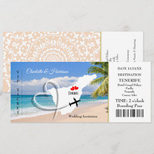 Ticket Boarding Pass Trouwbestemming Tenerife Kaart