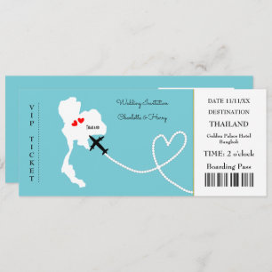 Ticket Boarding Pass Trouwbestemming Thailand Kaart