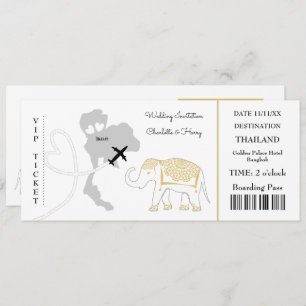 Ticket Boarding Pass Trouwbestemming Thailand Kaart