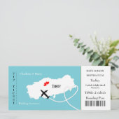 Ticket Boarding Pass Trouwbestemming Turkije Kaart (Staand voorkant)