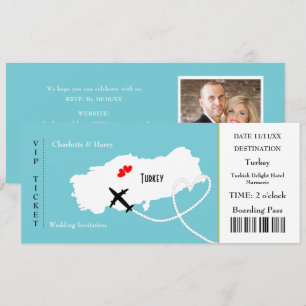 Ticket Boarding Pass Trouwbestemming Turkije Kaart