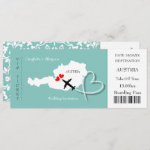Ticket Boarding Pass Wedding Destination Austria