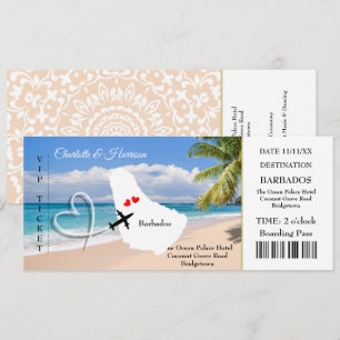 Ticket Boarding Pass Wedding Destination Barbados Kaart