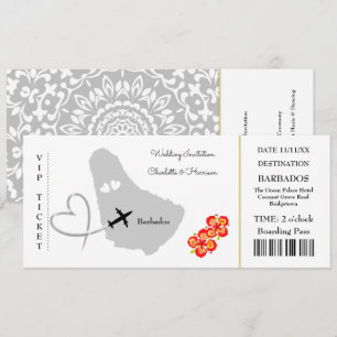 Ticket Boarding Pass Wedding Destination Barbados Kaart