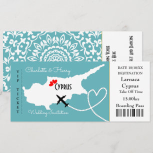 Ticket Boarding Pass Wedding Destination Cyprus Kaart