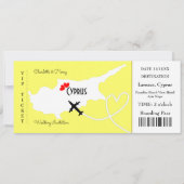 Ticket Boarding Pass Wedding Destination Cyprus Kaart (Voorkant)