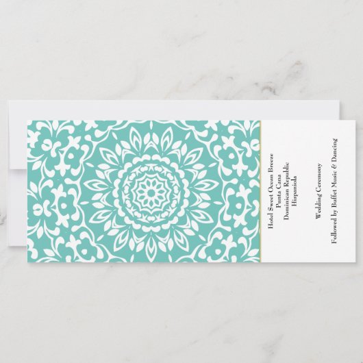 Ticket Boarding Pass Wedding Destination Dominican Kaart (Achterkant)