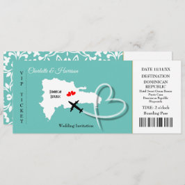 Ticket Boarding Pass Wedding Destination Dominican Kaart