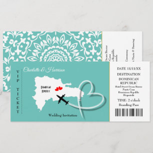 Ticket Boarding Pass Wedding Destination Dominican Kaart