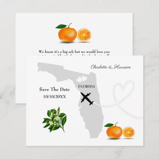 Ticket Boarding Pass Wedding Destination Florida Save The Date (Voorkant / Achterkant)