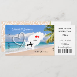 Ticket boarding Pass Wedding Destination Ibiza Kaart